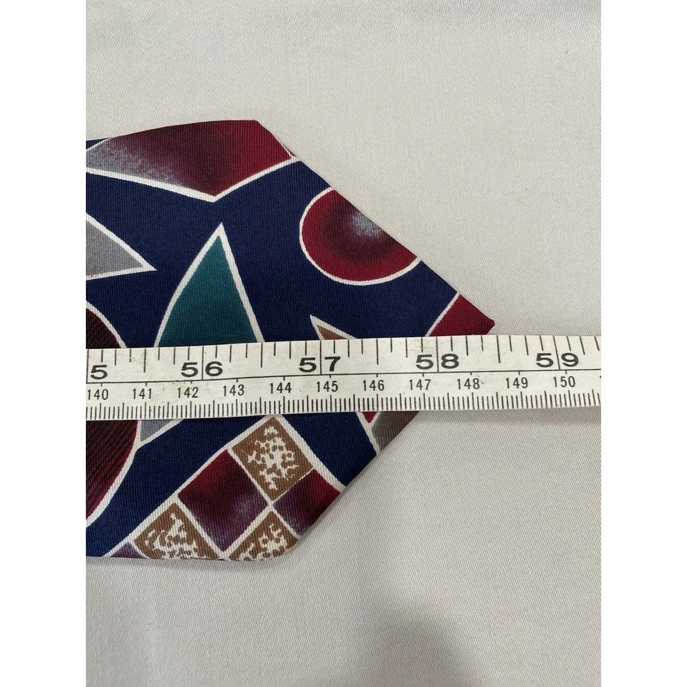 Marina di Carrara Tie 100% Italian Silk Navy Geometric Abstract USA 58.5x3.8 EUC